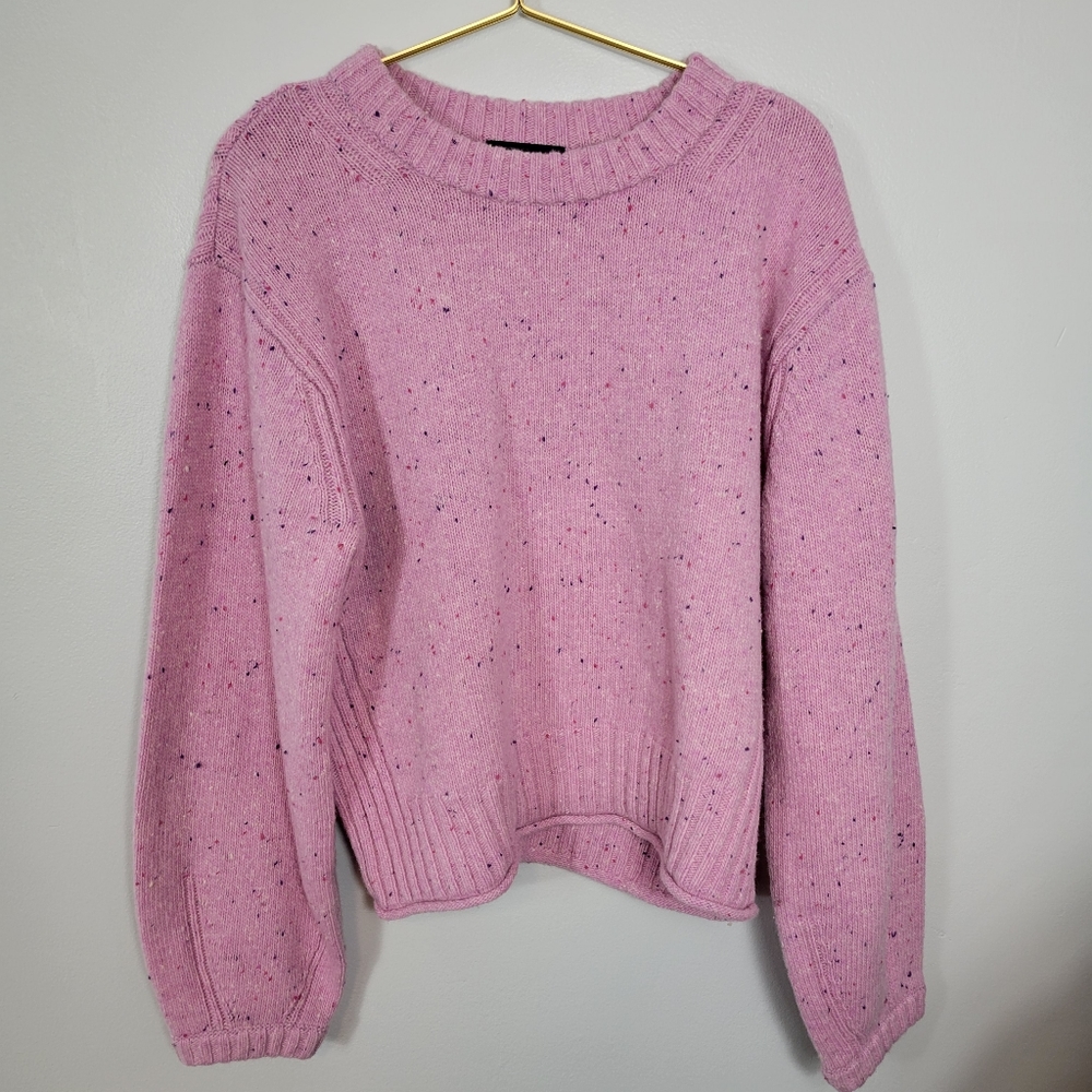 Large Club Monaco Pink Speckled Purple Cotton Candy Wool Blend Sweater